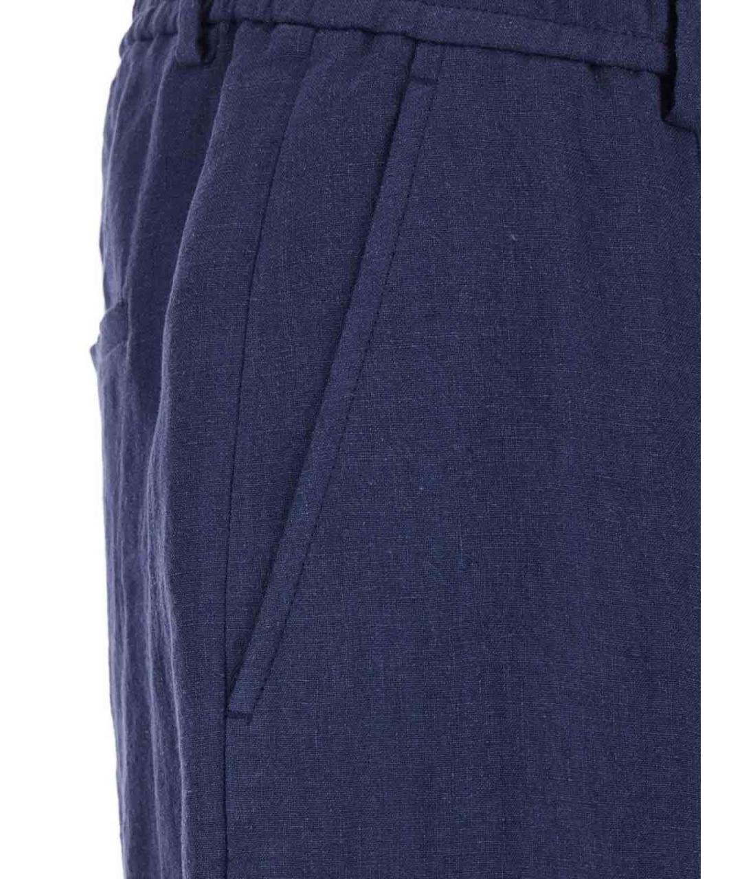 EMPORIO ARMANI Синие льняные повседневные брюки, фото 2