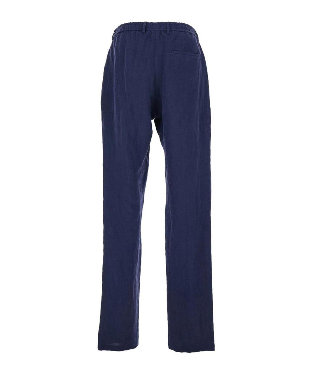 EMPORIO ARMANI Синие льняные повседневные брюки, фото 3