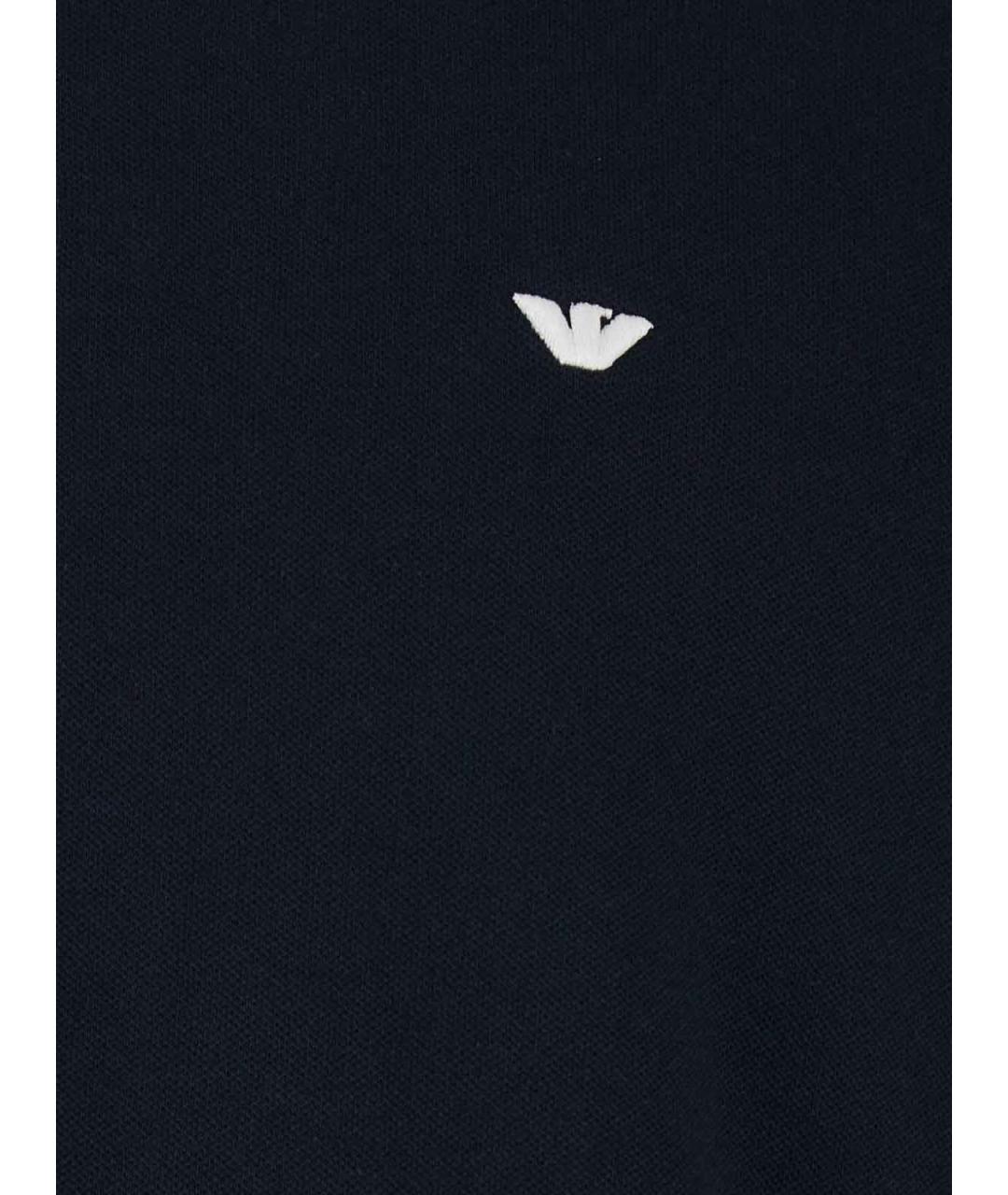 EMPORIO ARMANI Синее хлопковое поло с длинным рукавом, фото 3