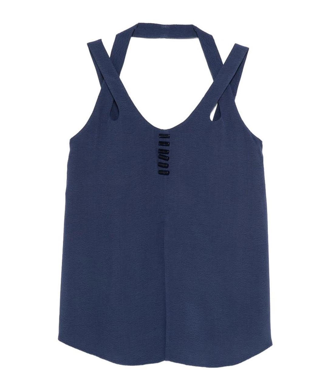 EMPORIO ARMANI Синяя вискозная майка, фото 1