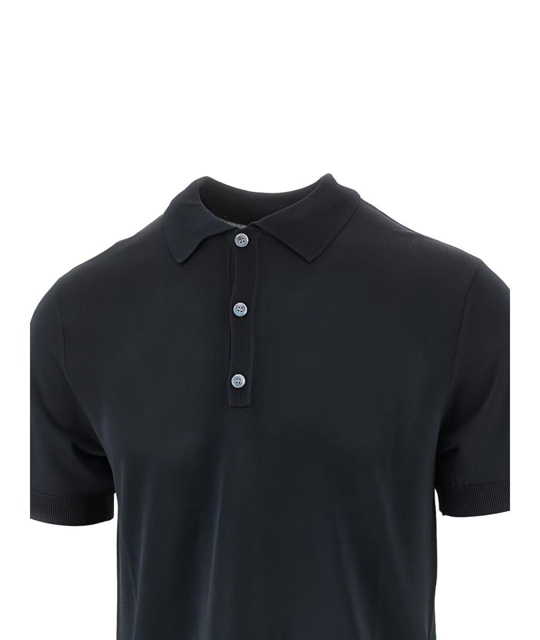 EMPORIO ARMANI Синее вискозное поло с коротким рукавом, фото 2