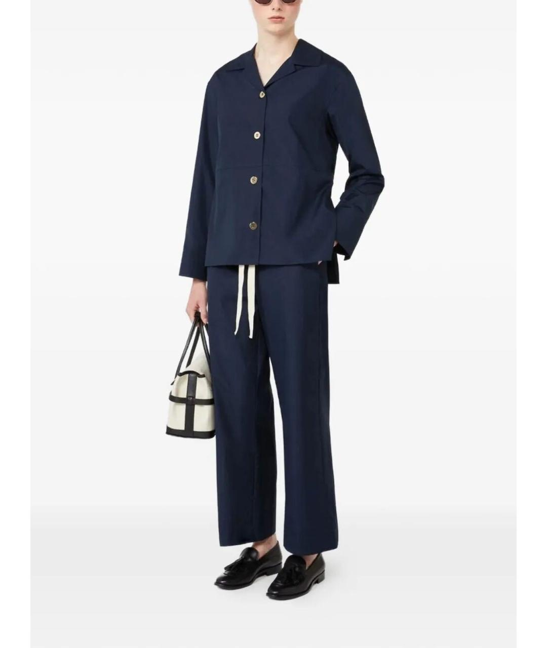 MAX MARA Синие хлопковые брюки широкие, фото 2