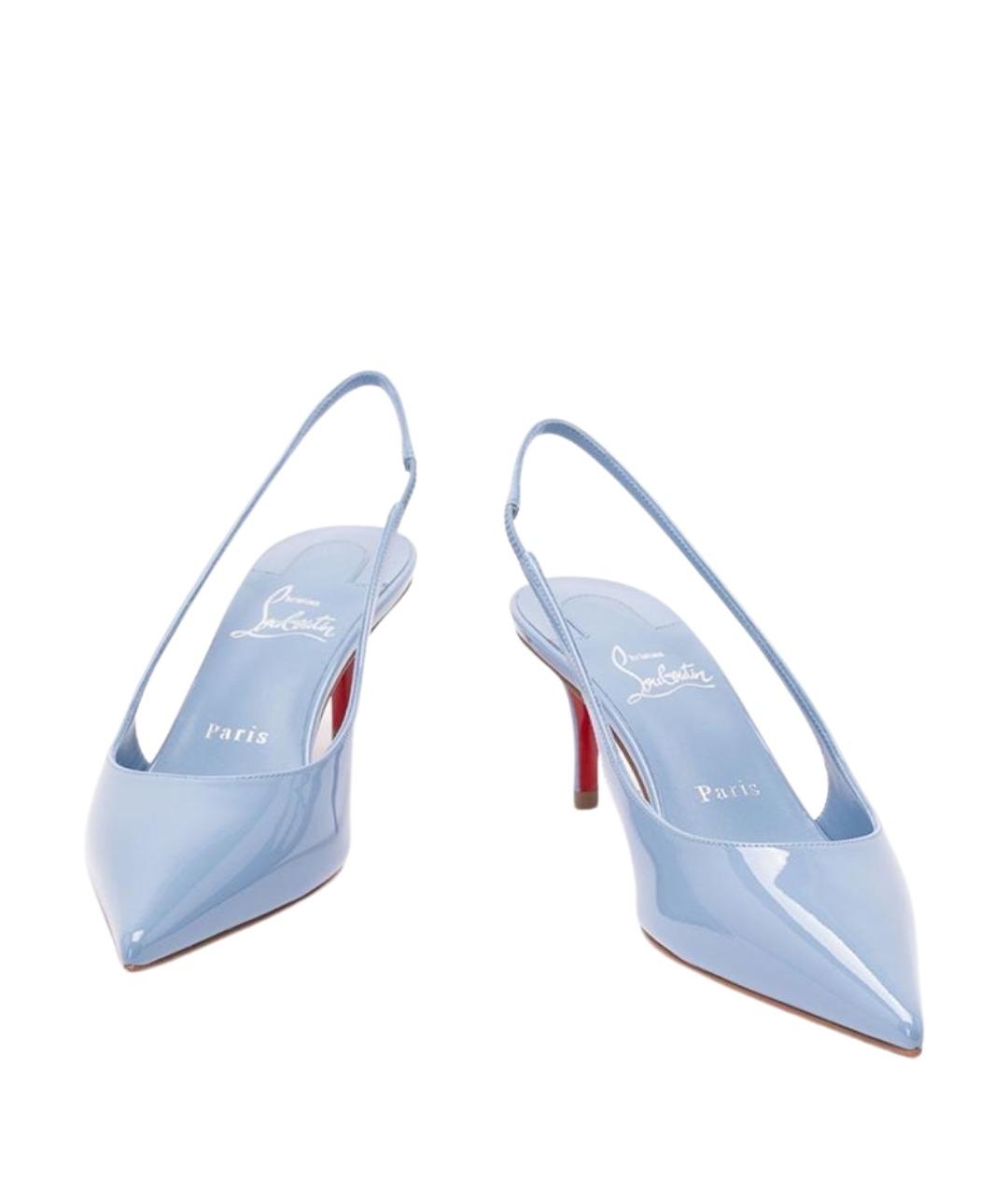 CHRISTIAN LOUBOUTIN Голубые кожаные туфли, фото 2