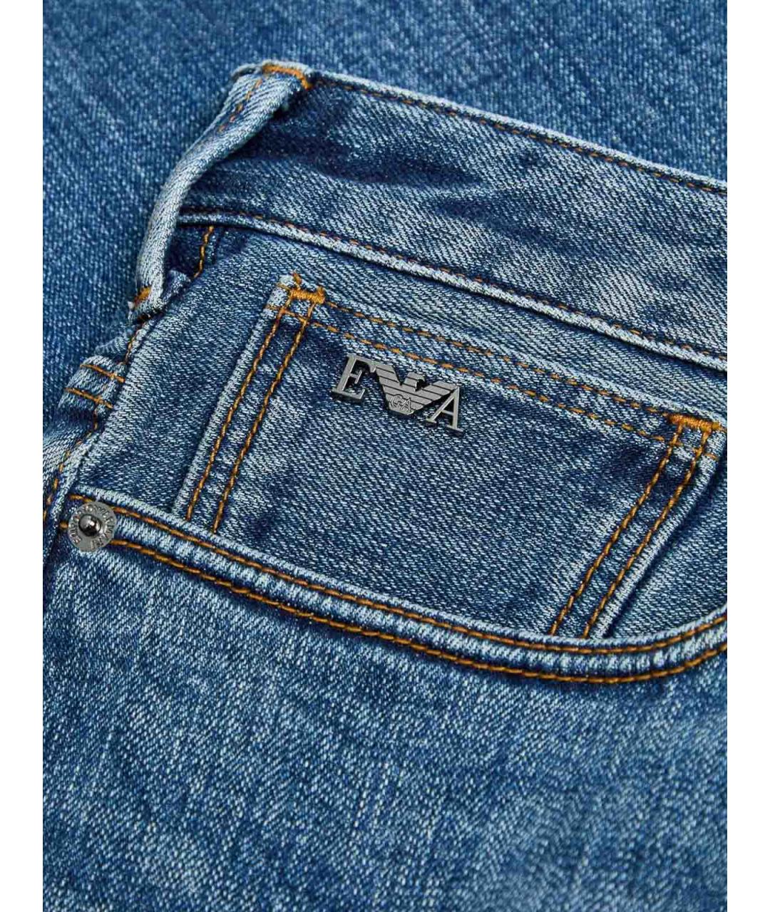 EMPORIO ARMANI Синие хлопковые прямые джинсы, фото 2