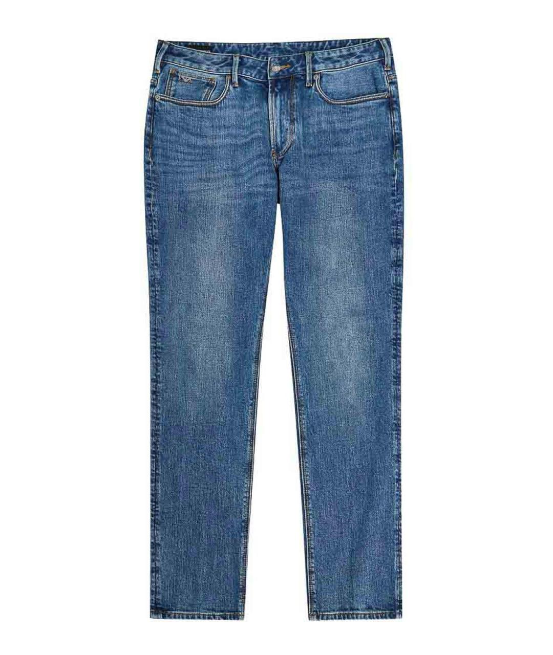 EMPORIO ARMANI Синие хлопковые прямые джинсы, фото 1