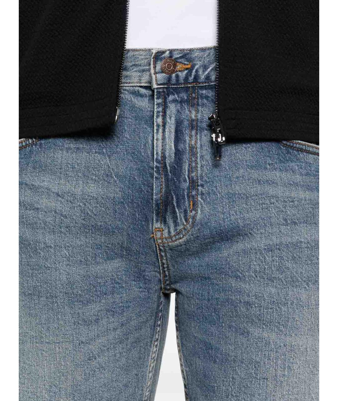 EMPORIO ARMANI Синие хлопковые прямые джинсы, фото 4