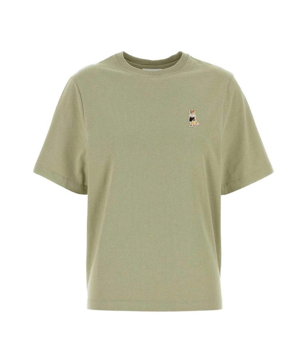 MAISON KITSUNE Салатовая хлопковая футболка, фото 1