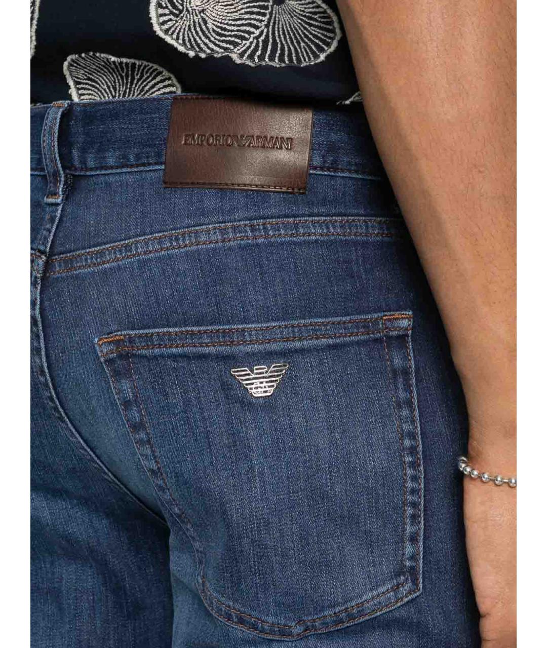 EMPORIO ARMANI Синие хлопковые прямые джинсы, фото 3
