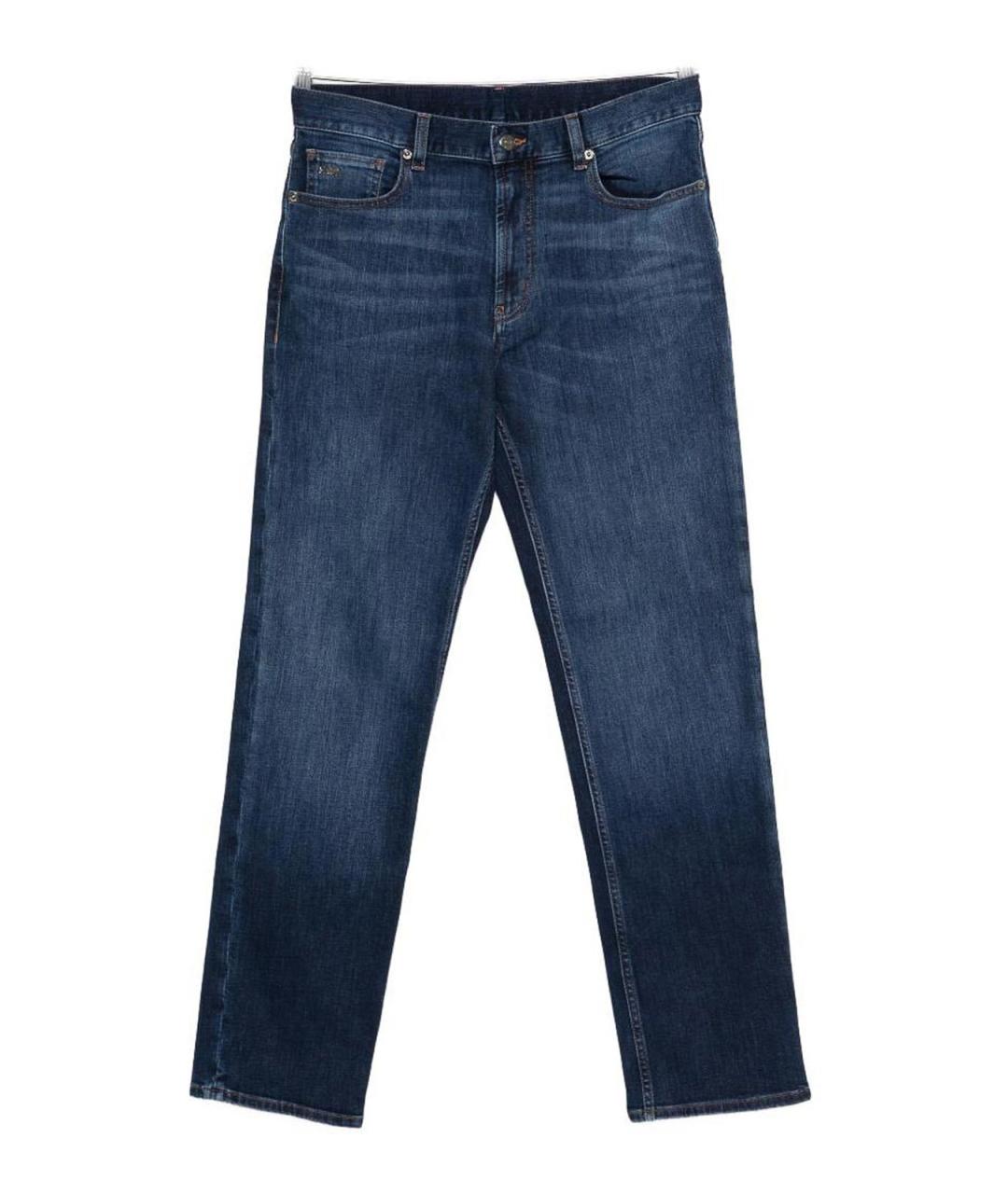 EMPORIO ARMANI Синие хлопковые прямые джинсы, фото 1
