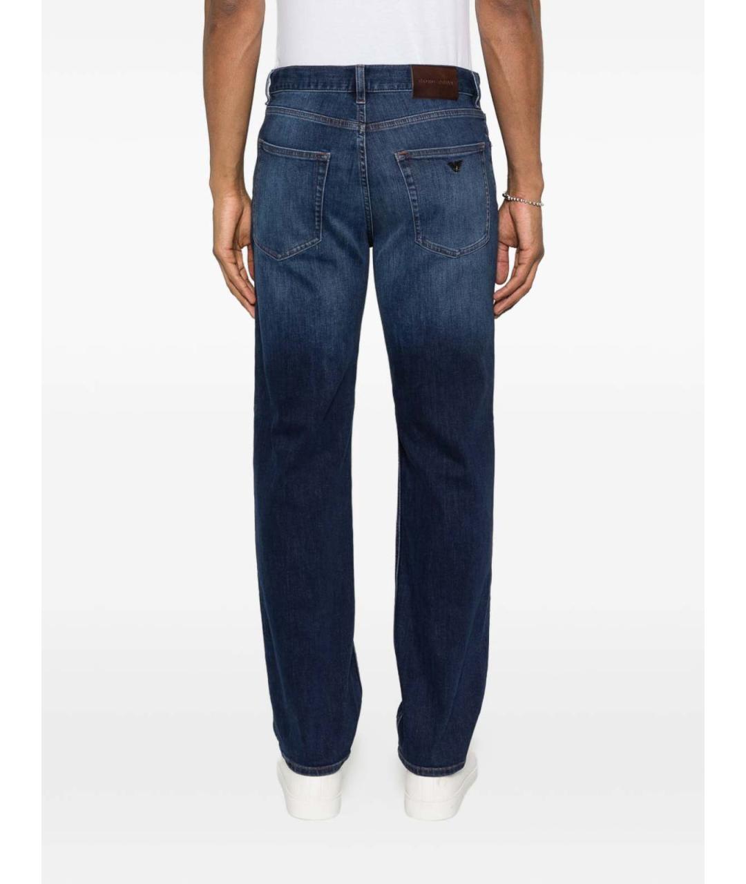 EMPORIO ARMANI Синие хлопковые прямые джинсы, фото 4