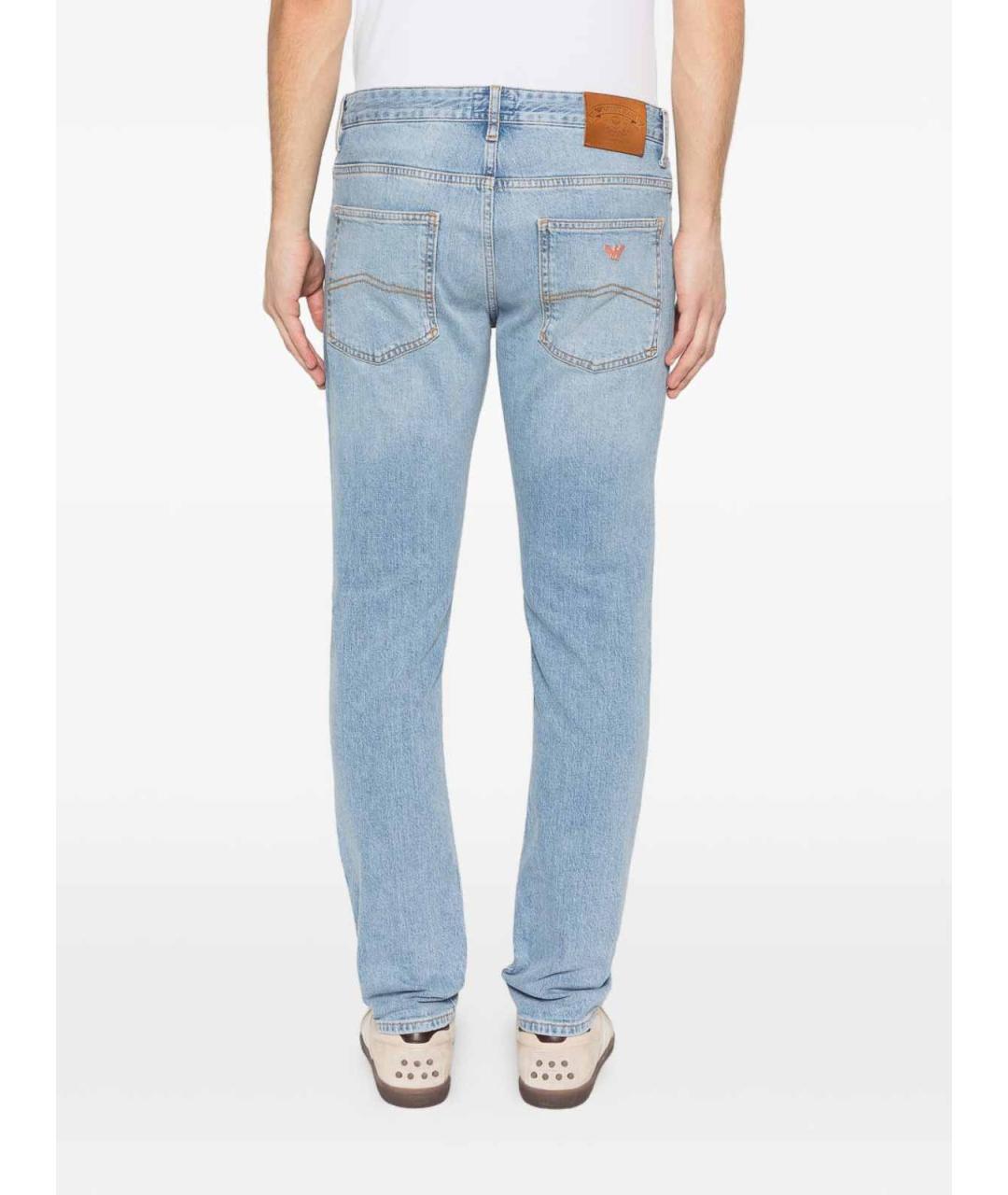EMPORIO ARMANI Голубые хлопко-эластановые джинсы скинни, фото 3