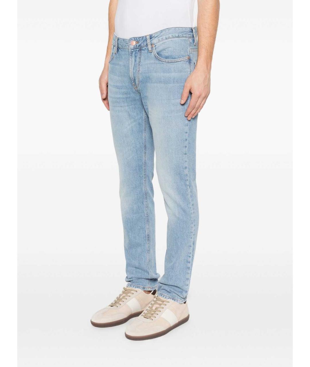 EMPORIO ARMANI Голубые хлопко-эластановые джинсы скинни, фото 4