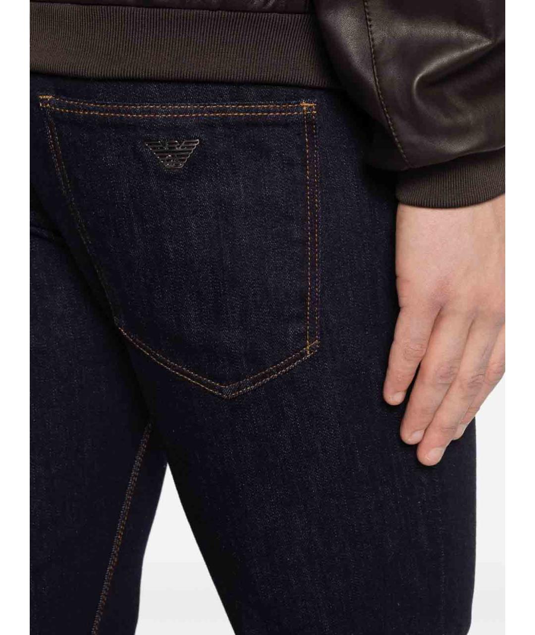 EMPORIO ARMANI Синие хлопковые прямые джинсы, фото 2