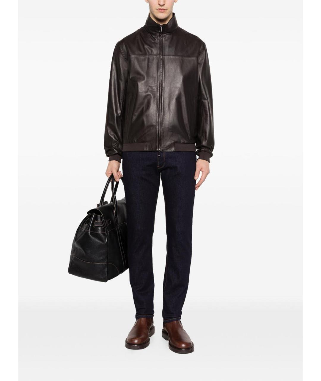EMPORIO ARMANI Синие хлопковые прямые джинсы, фото 4