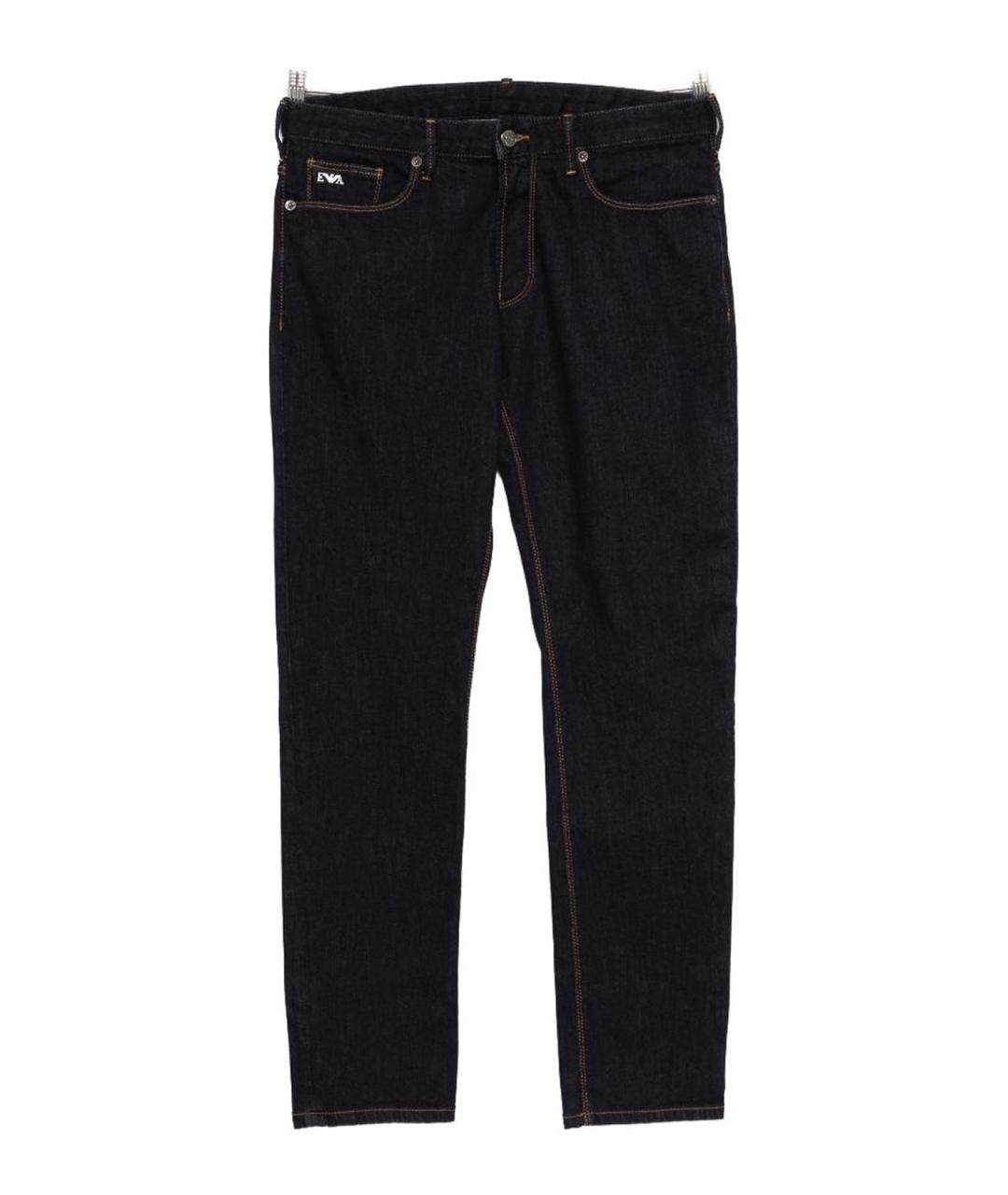 EMPORIO ARMANI Синие хлопковые прямые джинсы, фото 6