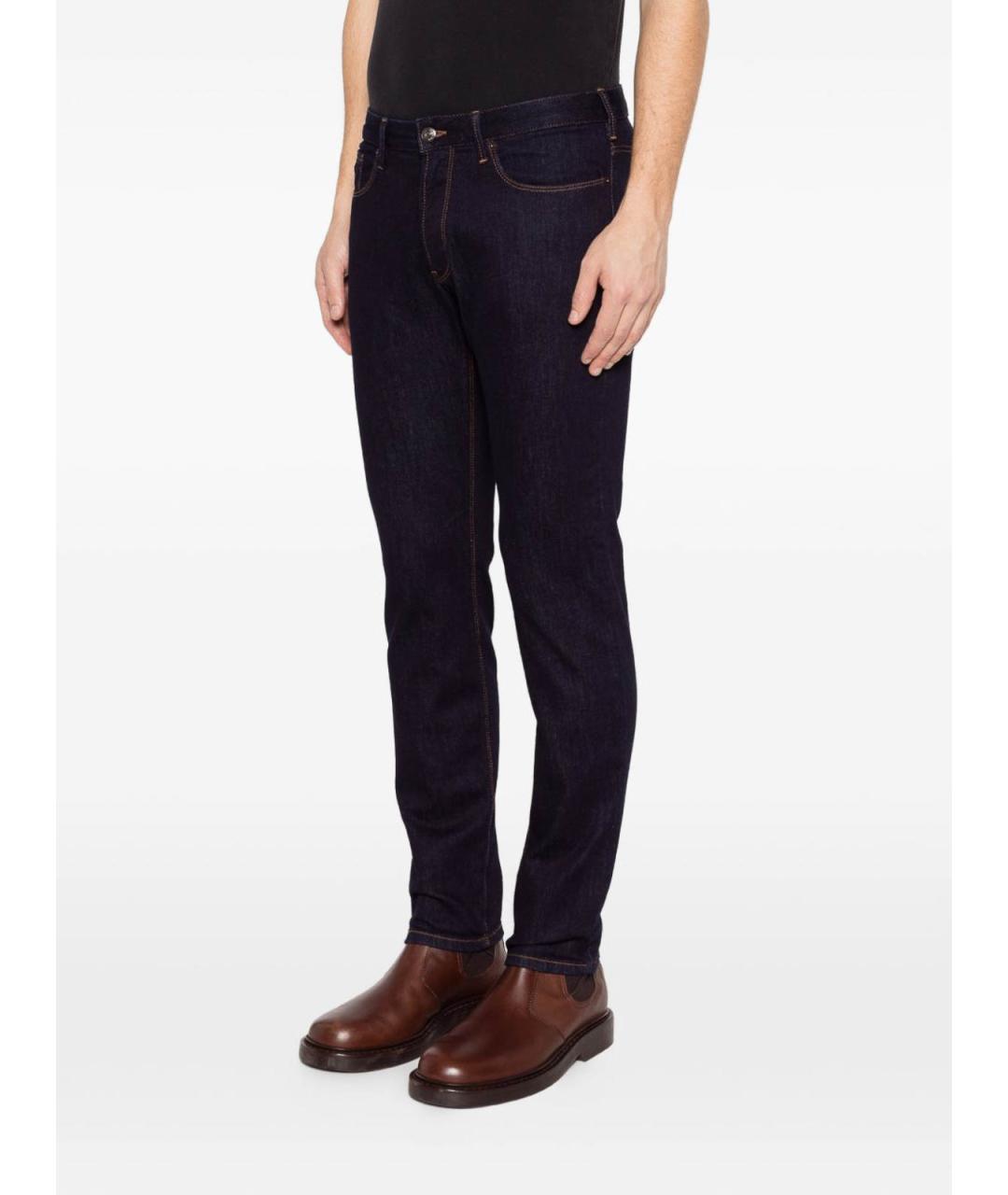 EMPORIO ARMANI Синие хлопковые прямые джинсы, фото 3