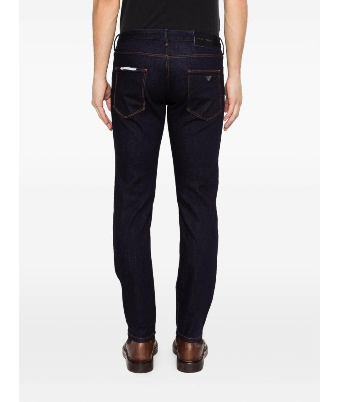 EMPORIO ARMANI Синие хлопковые прямые джинсы, фото 5