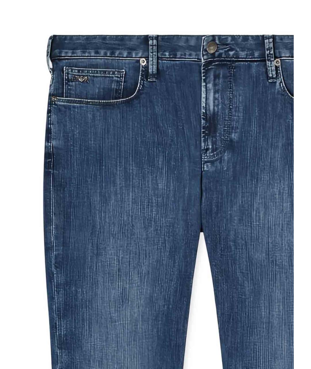 EMPORIO ARMANI Синие хлопковые прямые джинсы, фото 2