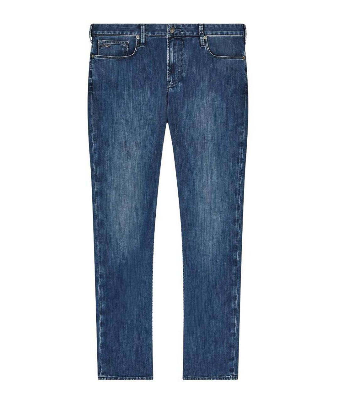 EMPORIO ARMANI Синие хлопковые прямые джинсы, фото 1
