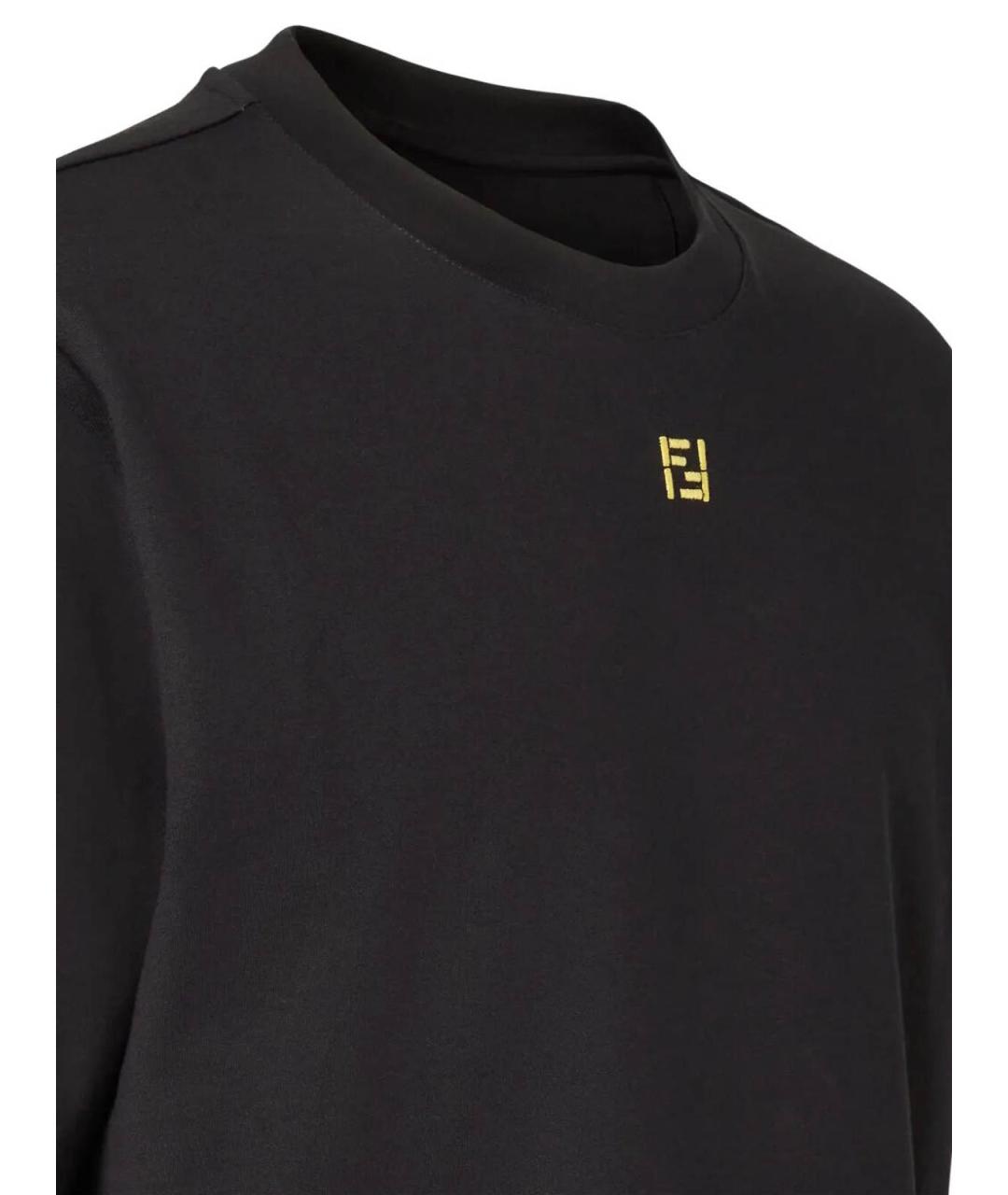 FENDI Черная хлопковая футболка, фото 3