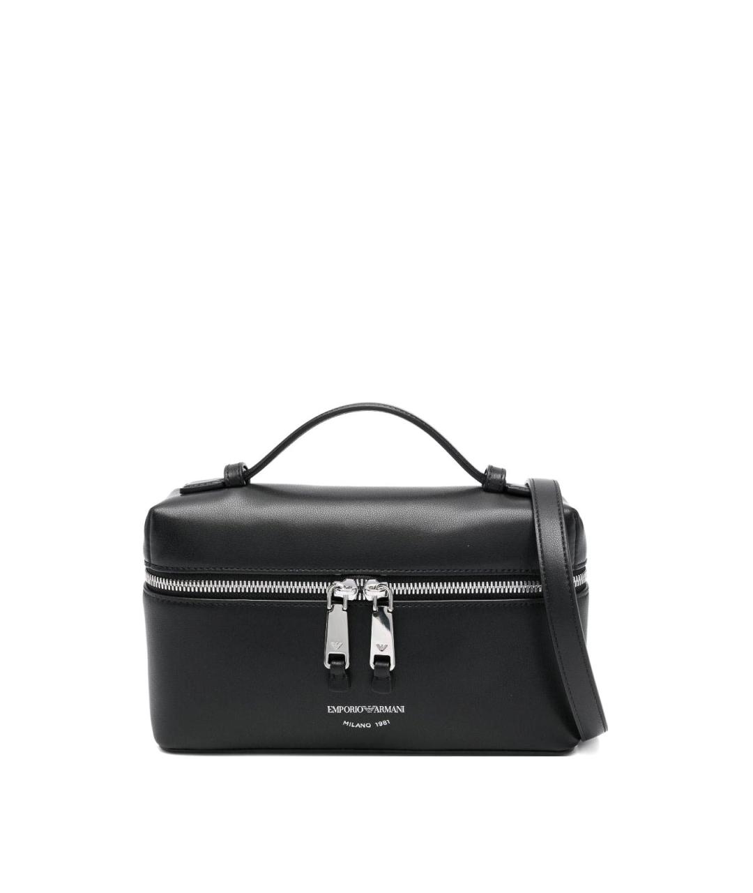 EMPORIO ARMANI Черная кожаная сумка с короткими ручками, фото 1