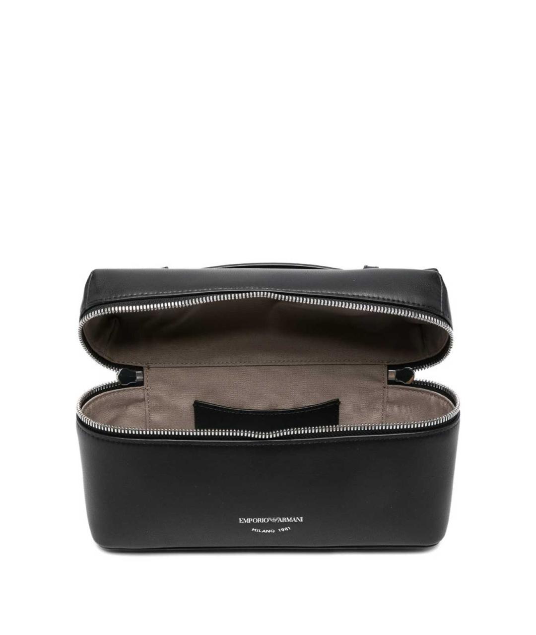 EMPORIO ARMANI Черная кожаная сумка с короткими ручками, фото 3