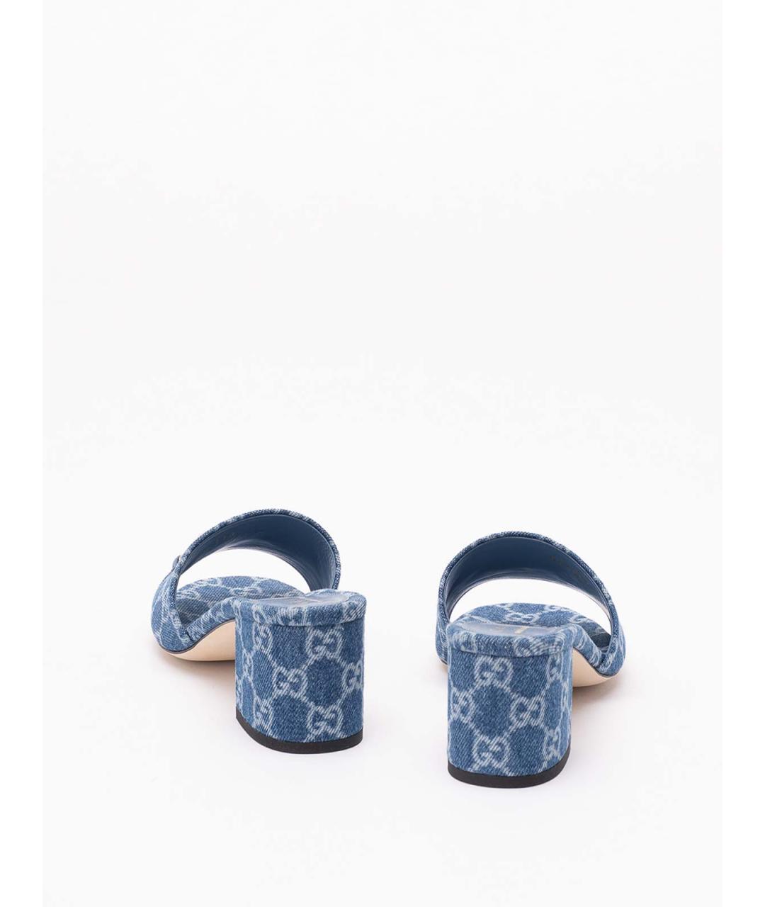 GUCCI Голубые текстильные мюли, фото 3