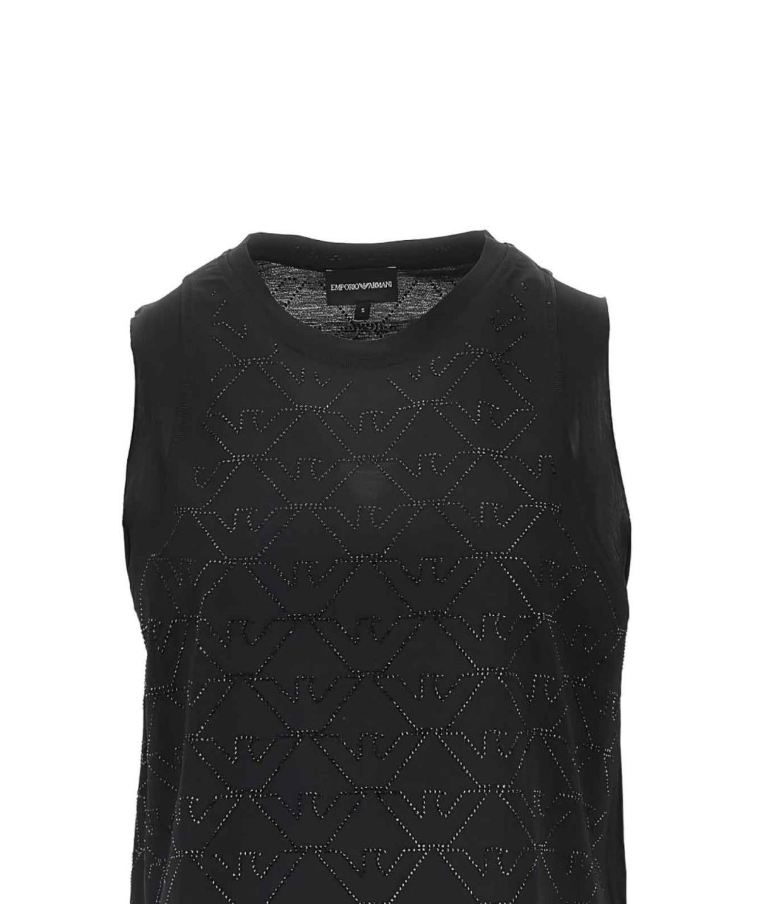 EMPORIO ARMANI Черная хлопковая майка, фото 2