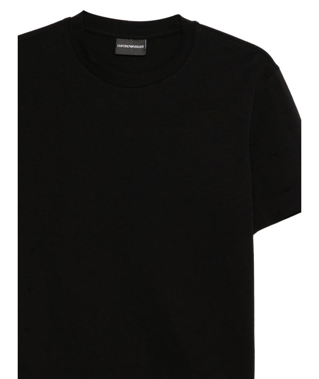 EMPORIO ARMANI Черная хлопковая футболка, фото 2