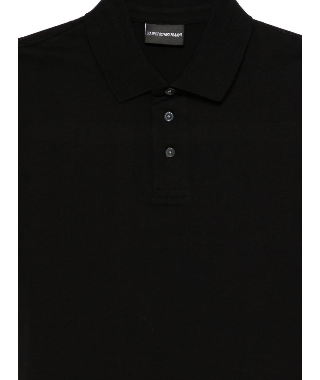 EMPORIO ARMANI Черное хлопковое поло с коротким рукавом, фото 3