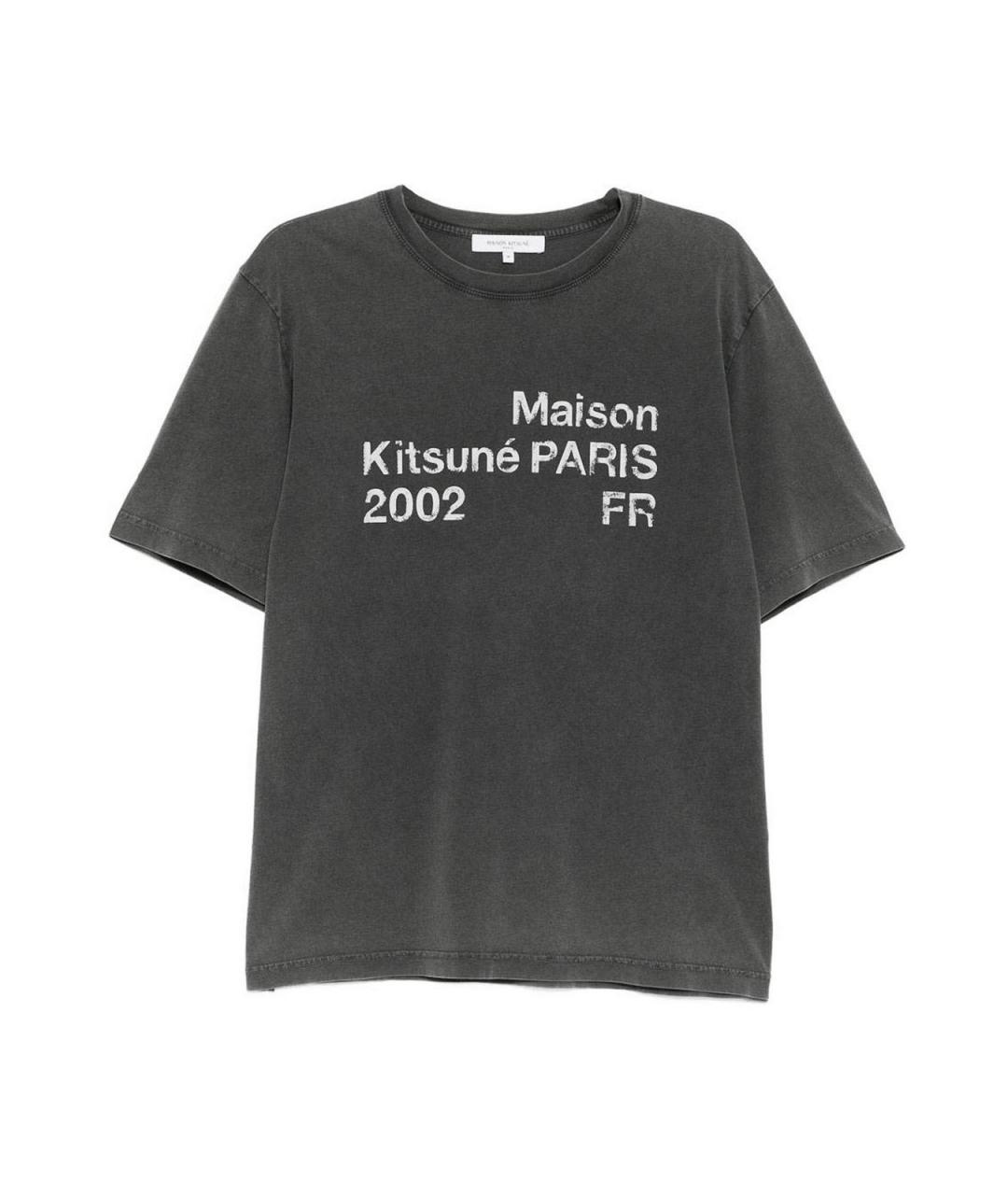 MAISON KITSUNE Серая хлопковая футболка, фото 1