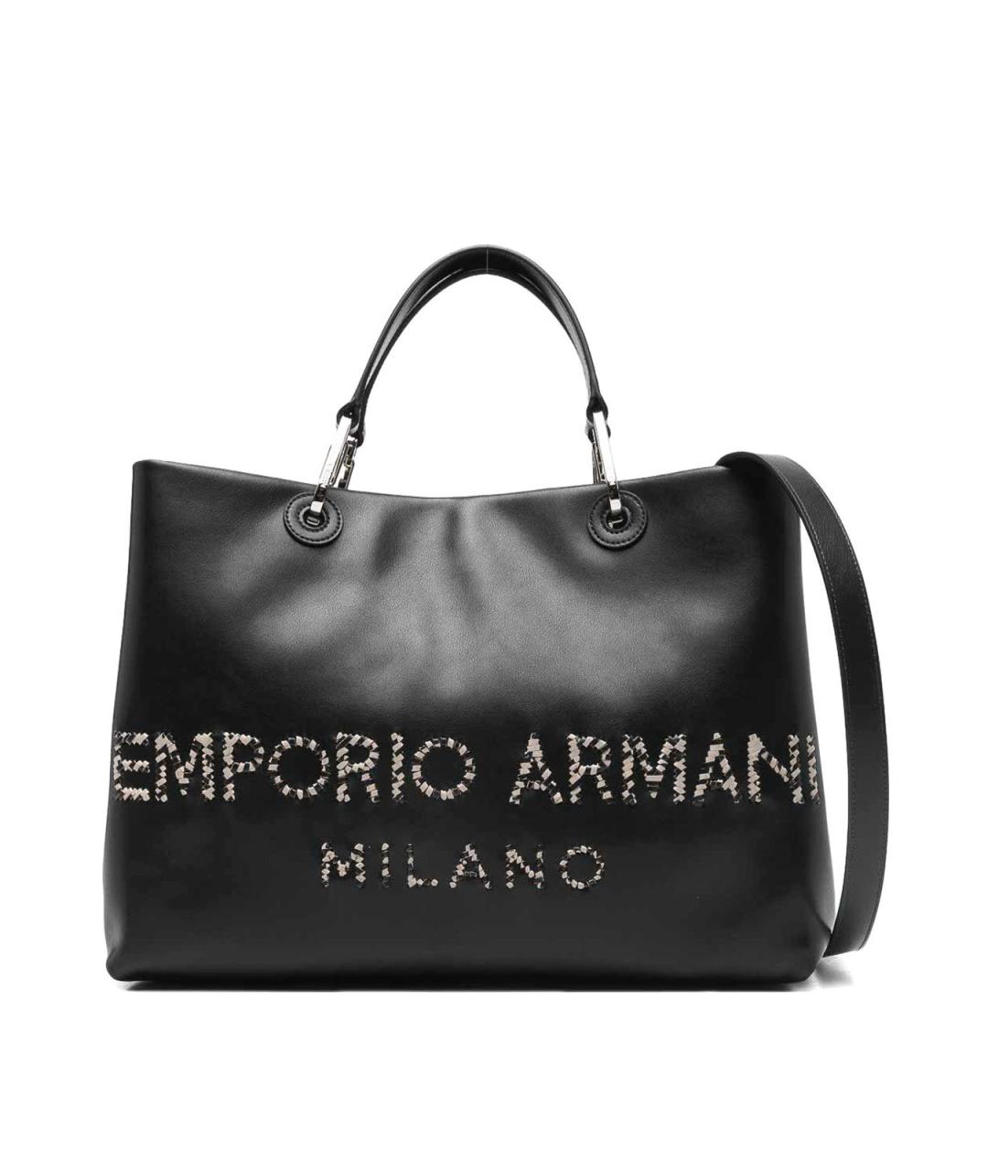 EMPORIO ARMANI Черная синтетическая сумка тоут, фото 1