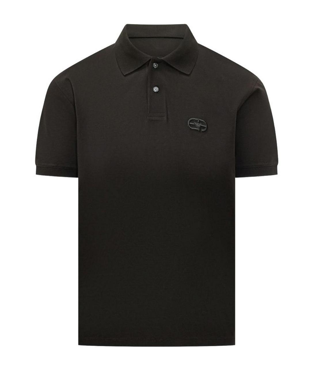 EMPORIO ARMANI Черное хлопковое поло с коротким рукавом, фото 1