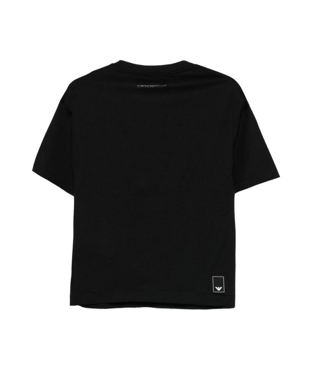 EMPORIO ARMANI Черная хлопковая футболка, фото 2