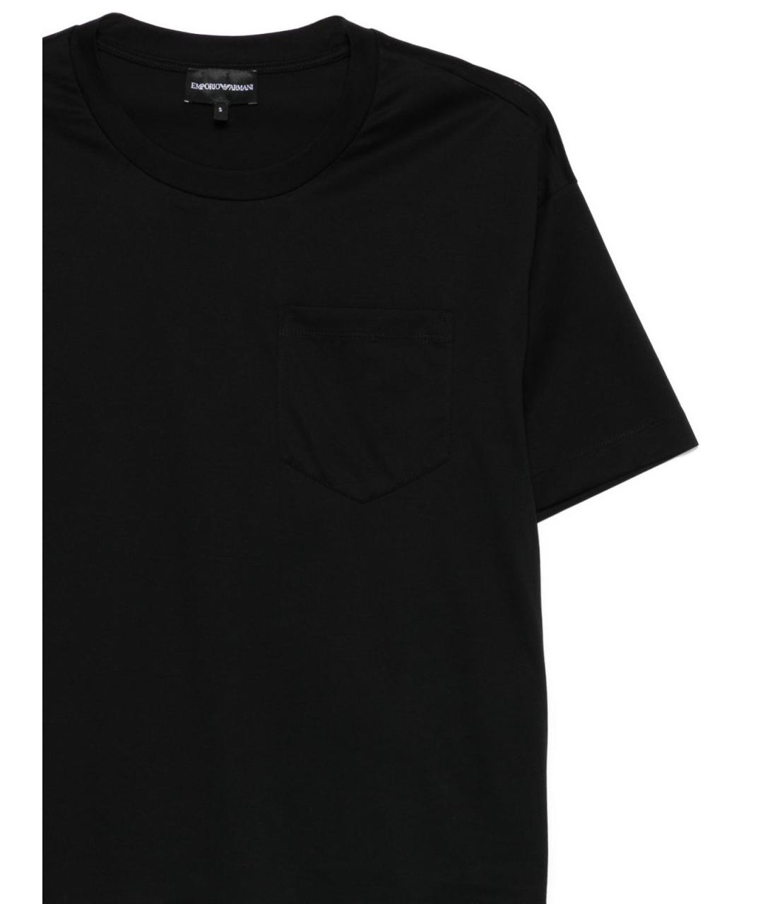 EMPORIO ARMANI Черная хлопковая футболка, фото 3