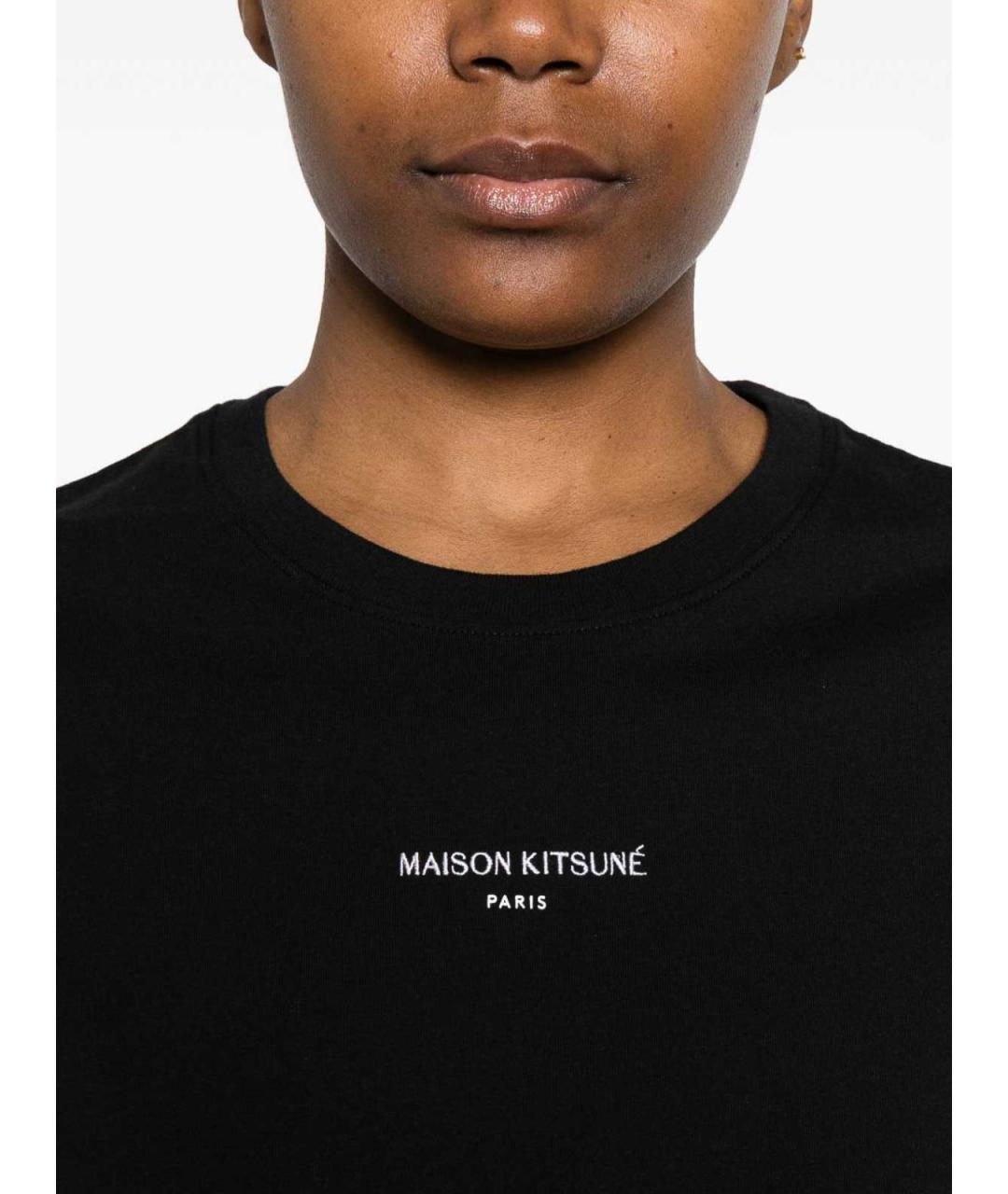 MAISON KITSUNE Черная хлопковая футболка, фото 4