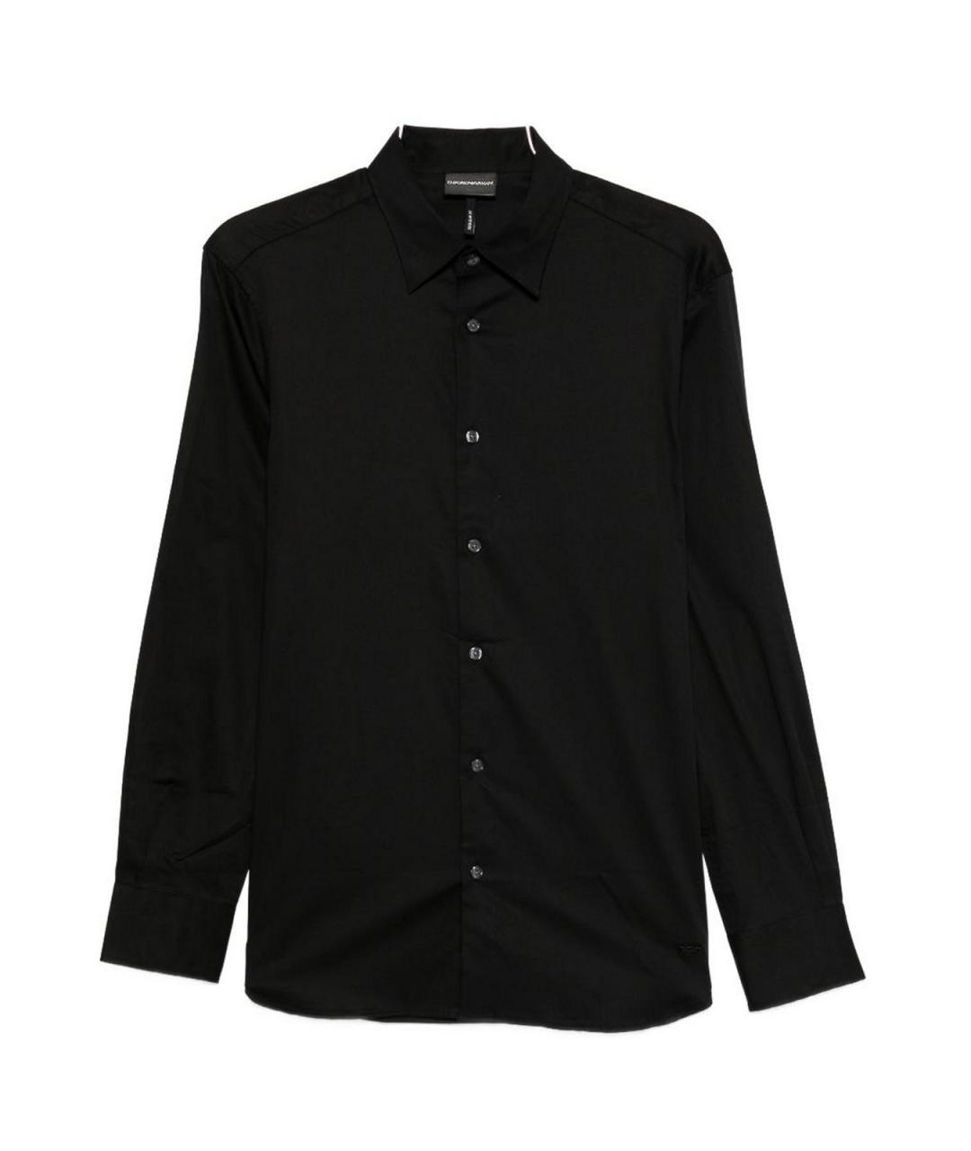 EMPORIO ARMANI Черная хлопковая классическая рубашка, фото 1