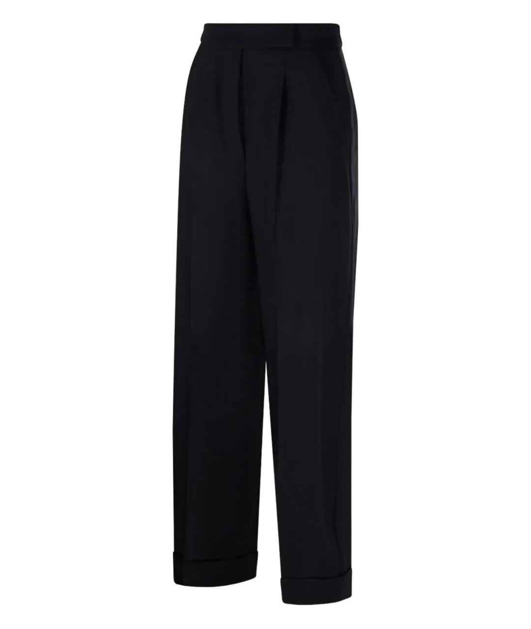 MAX MARA Черные шерстяные брюки широкие, фото 3