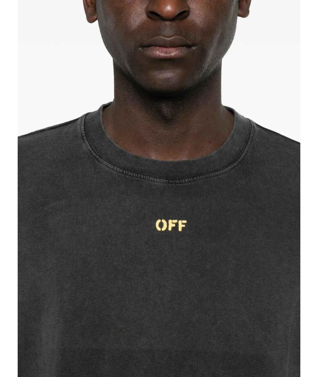 OFF-WHITE Черная хлопковая футболка, фото 3