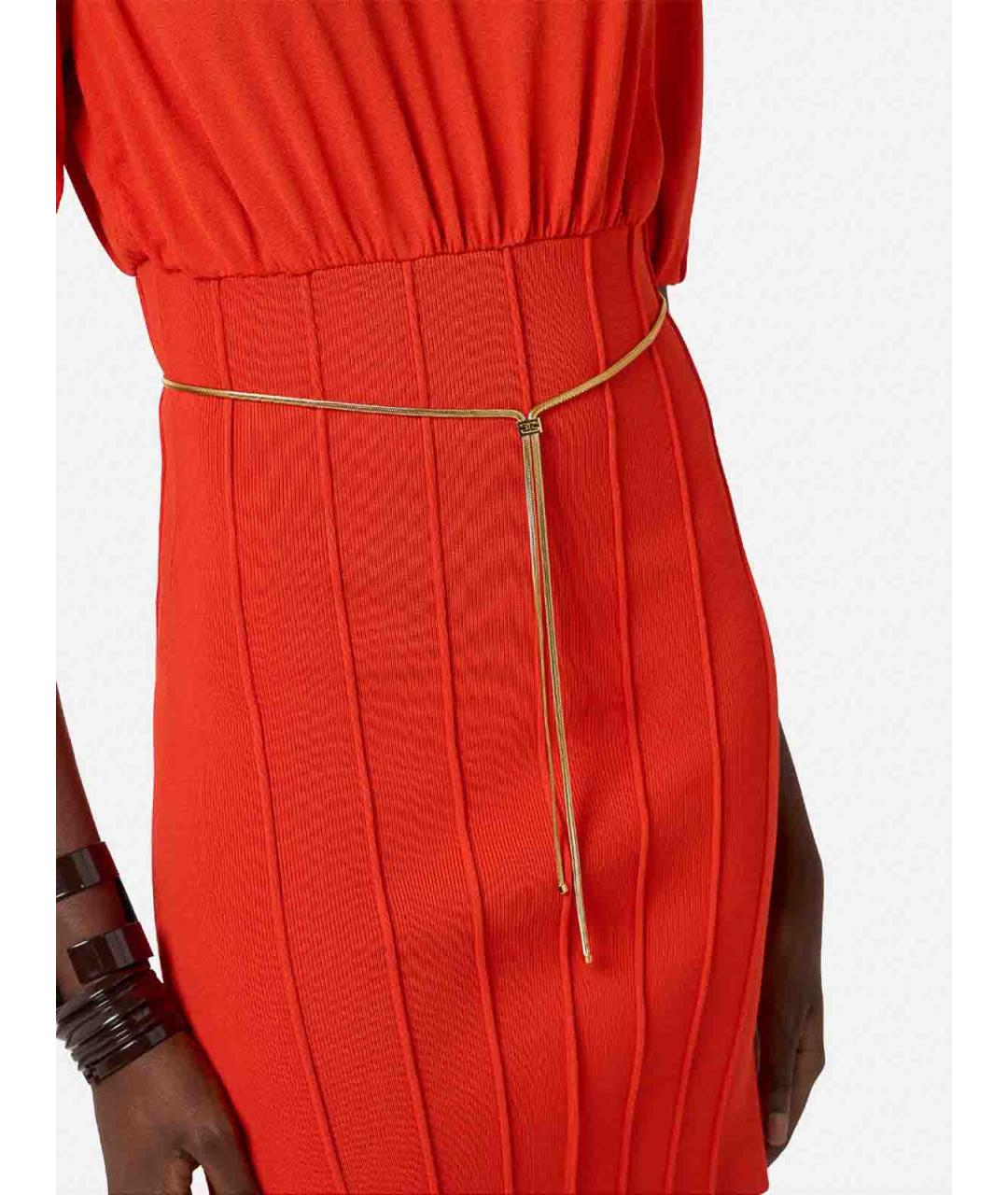 ELISABETTA FRANCHI Оранжевое вискозное повседневное платье, фото 4