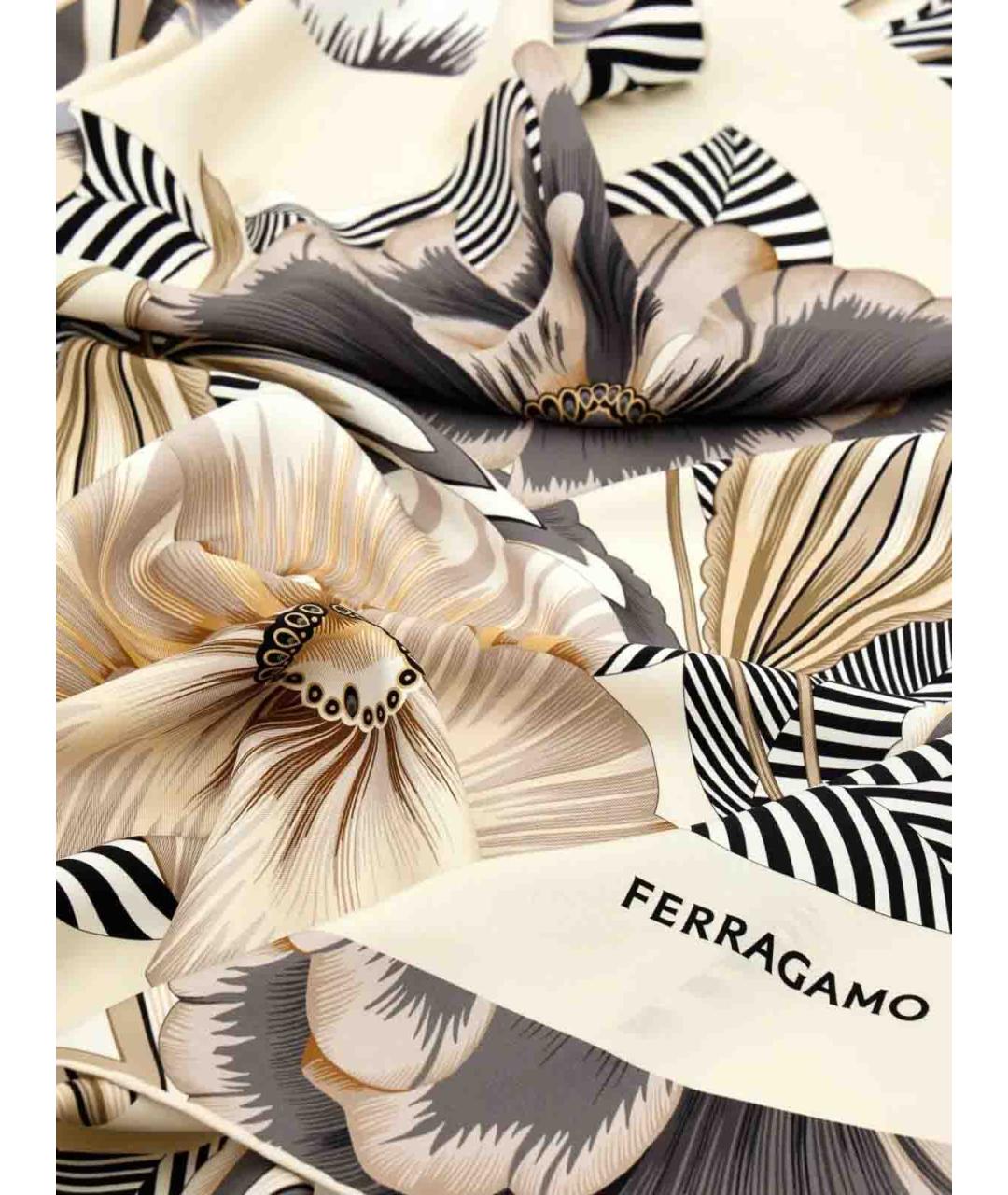 FERRAGAMO Белый шелковый шарф, фото 2