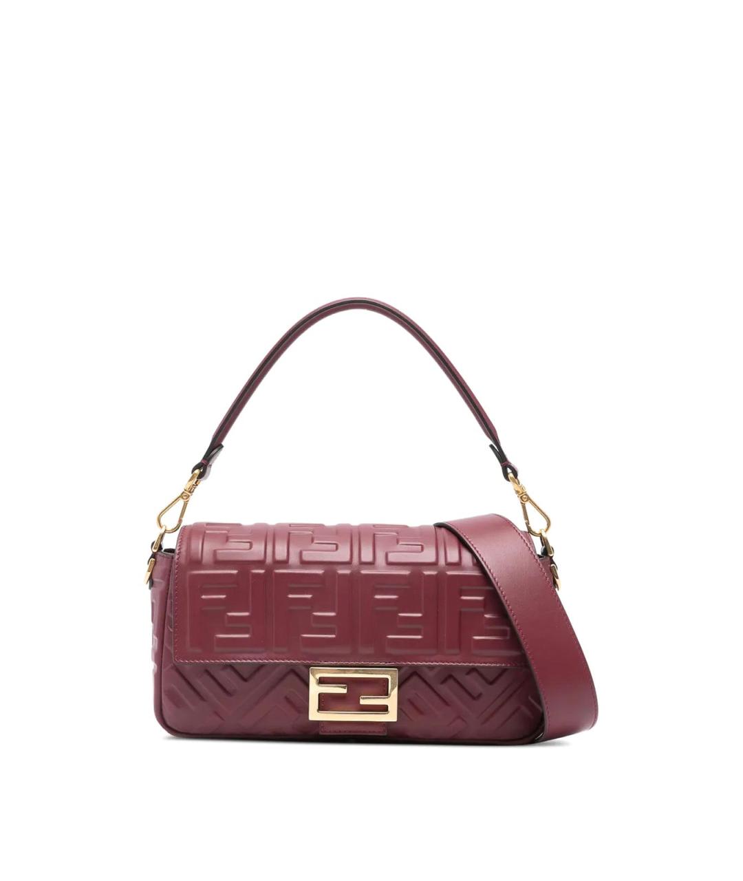 FENDI Бордовая кожаная сумка через плечо, фото 1