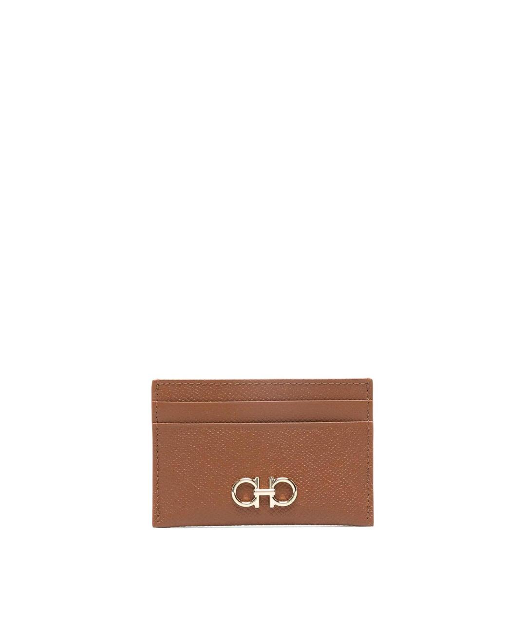 FERRAGAMO Коричневый кожаный кардхолдер, фото 1