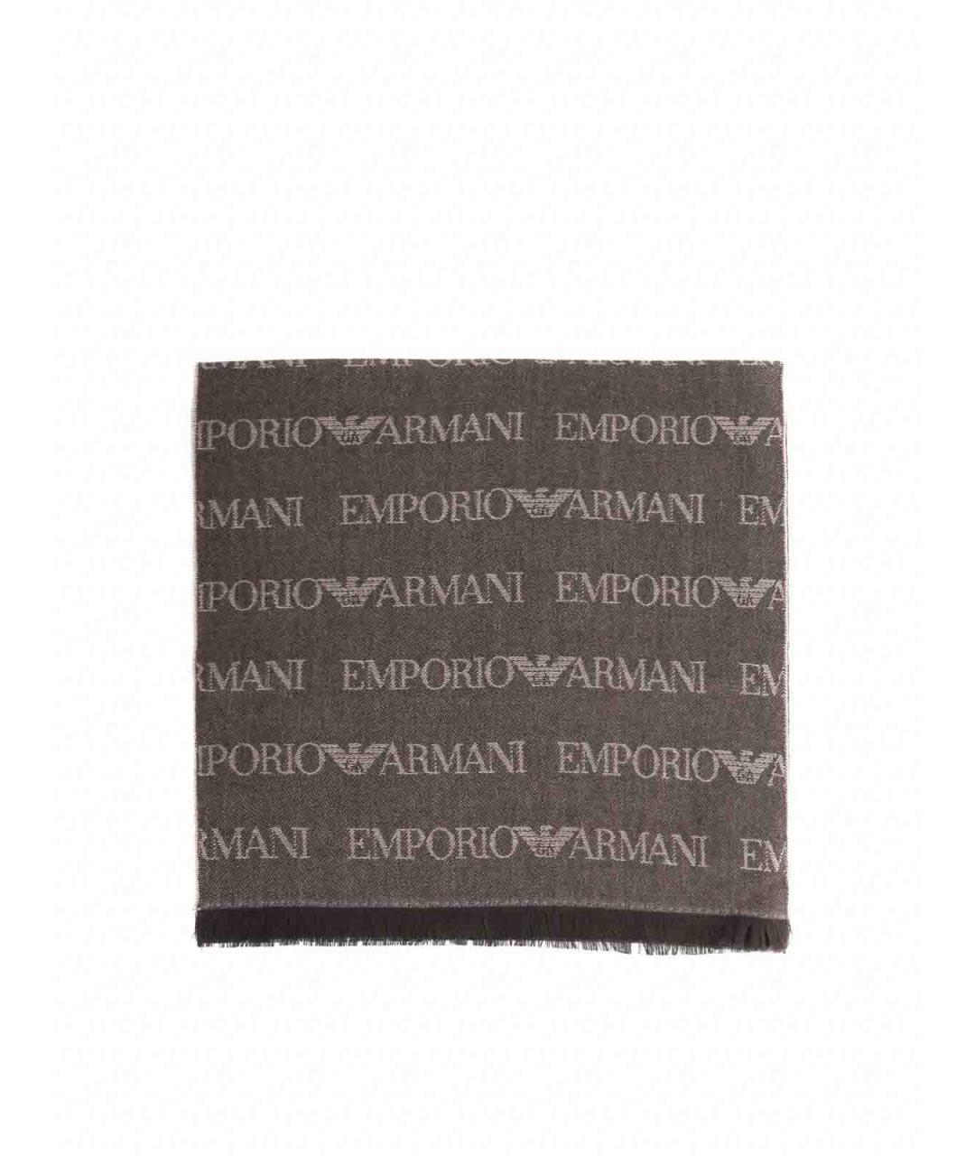 EMPORIO ARMANI Коричневый шерстяной шарф, фото 2