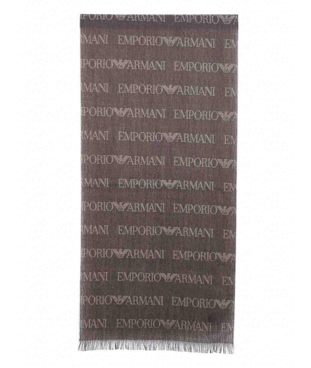 EMPORIO ARMANI Коричневый шерстяной шарф, фото 3