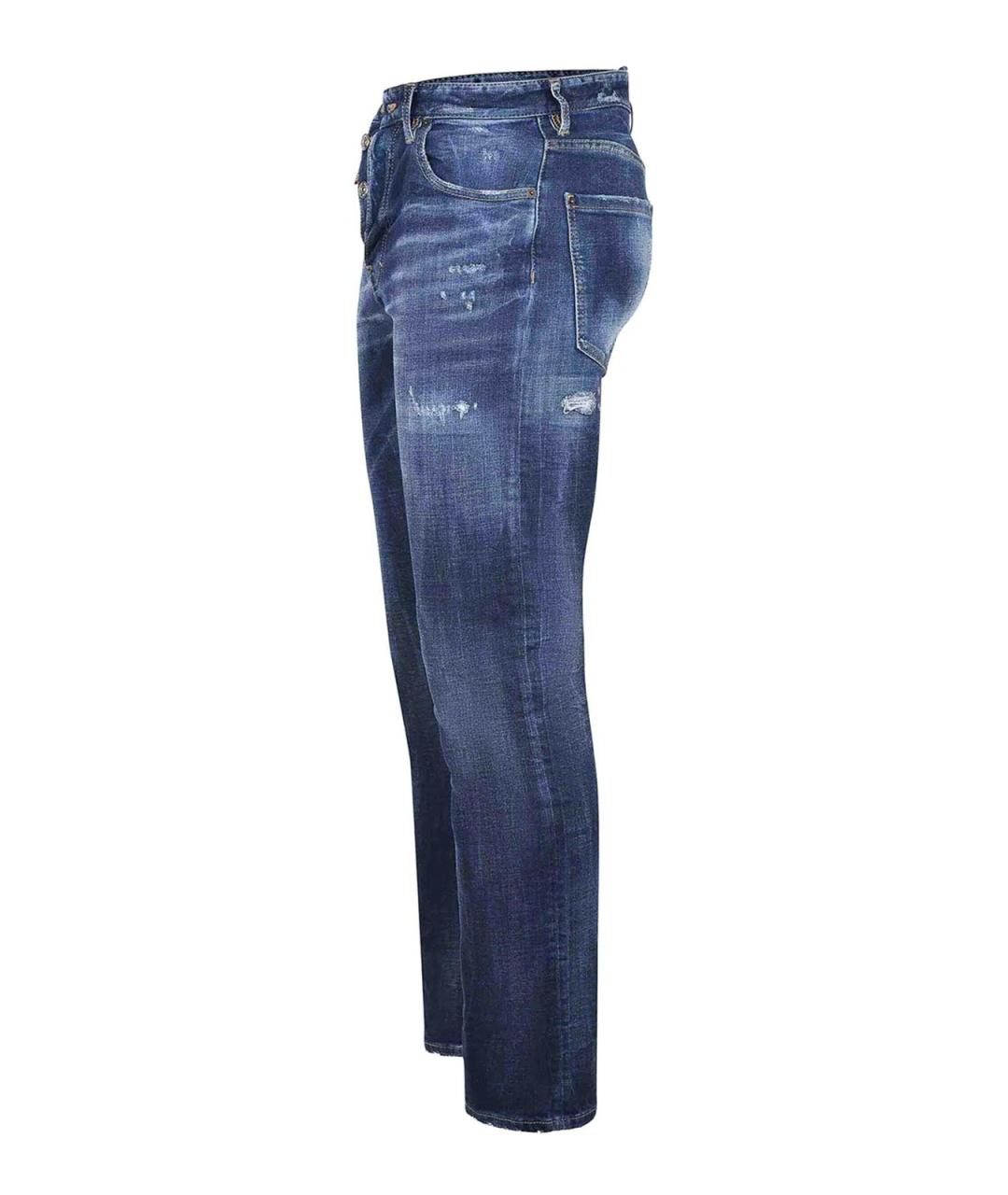 DSQUARED2 Синие хлопковые прямые джинсы, фото 2