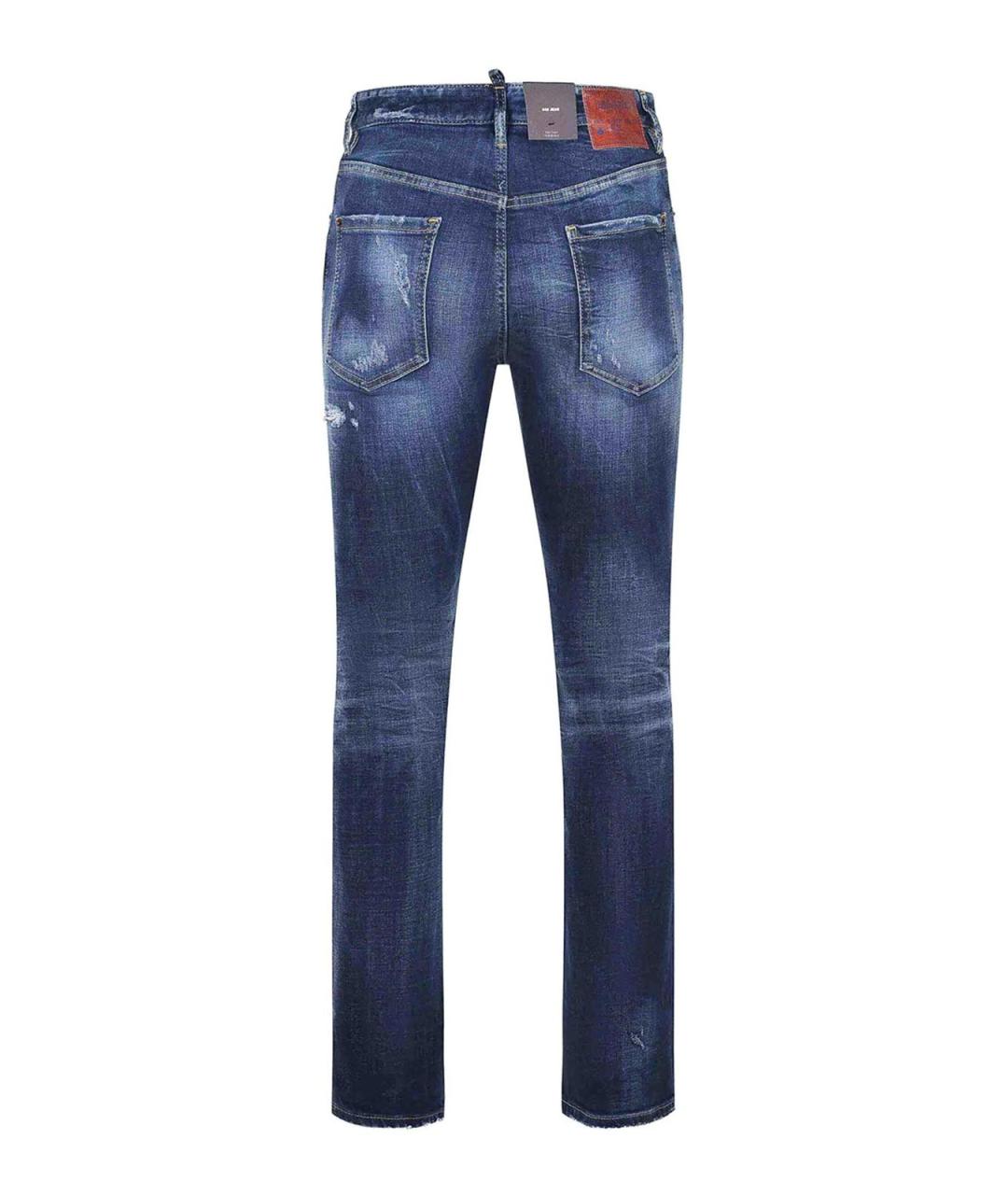 DSQUARED2 Синие хлопковые прямые джинсы, фото 3