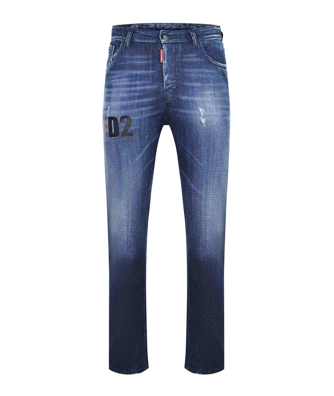 DSQUARED2 Синие хлопковые прямые джинсы, фото 1