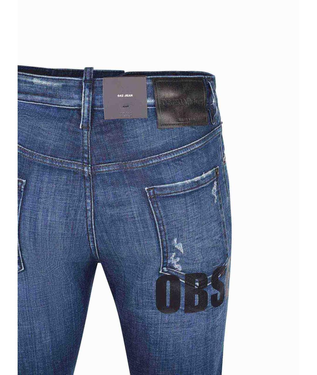 DSQUARED2 Синие хлопковые прямые джинсы, фото 4