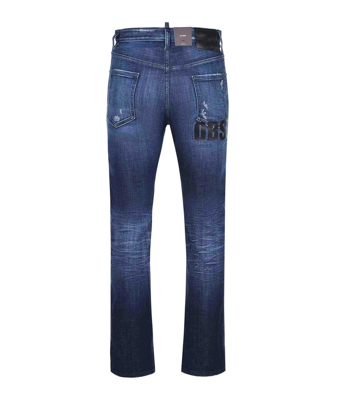 DSQUARED2 Синие хлопковые прямые джинсы, фото 3